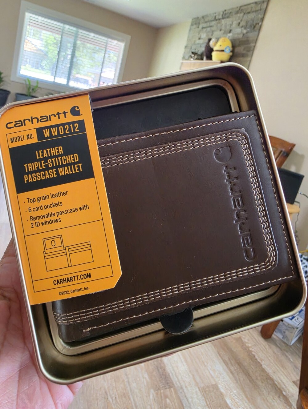 CARHARTT LEATHER TRIPLE-STITCHED PASSCASE WALLET